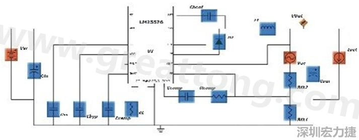 參考圖1的電流通路：把FET在導(dǎo)通狀態(tài)下流經(jīng)的通路標(biāo)記為紅色；把FET在關(guān)斷狀態(tài)下的迴路標(biāo)記為綠色。